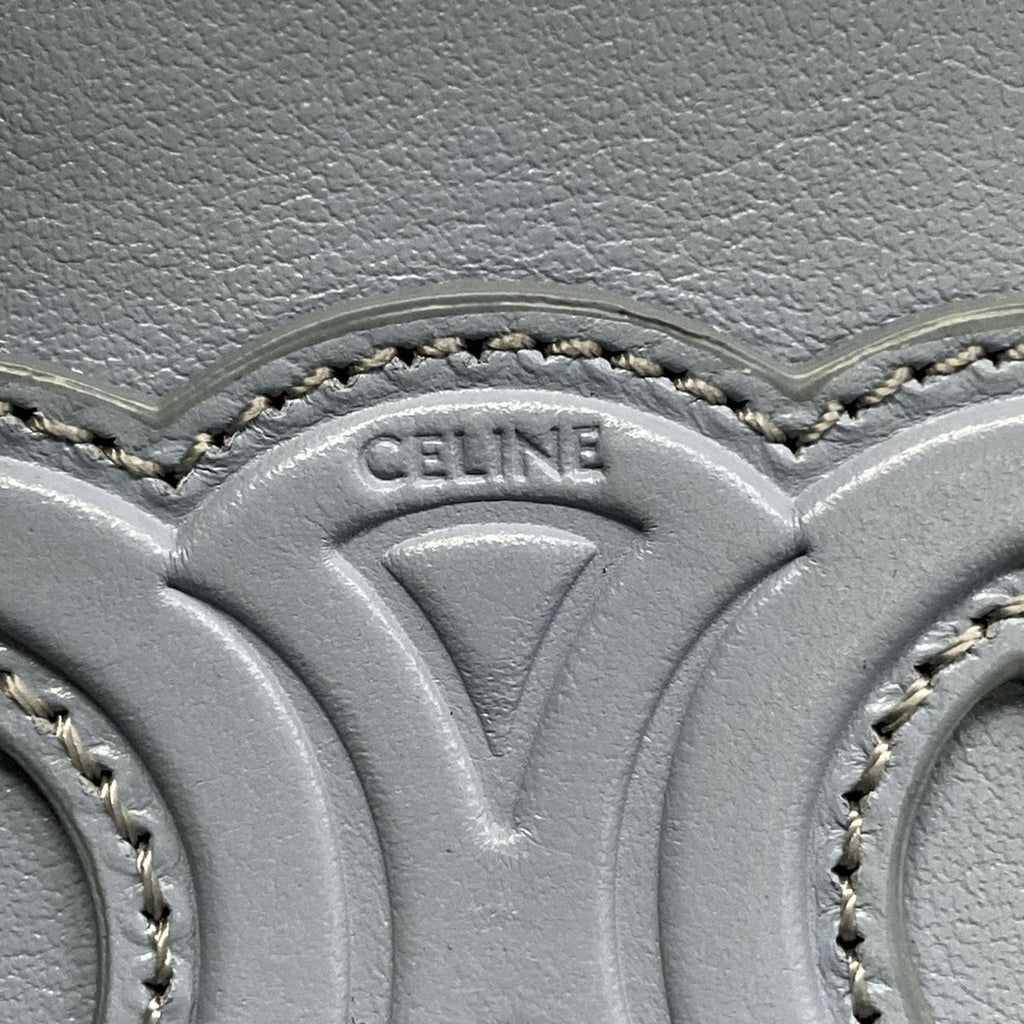 Celine Handbag Cuir Triomphe Mini Vanity Case Light Blue Leather — view 9