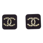 Chanel Earrings Black Gold Clear