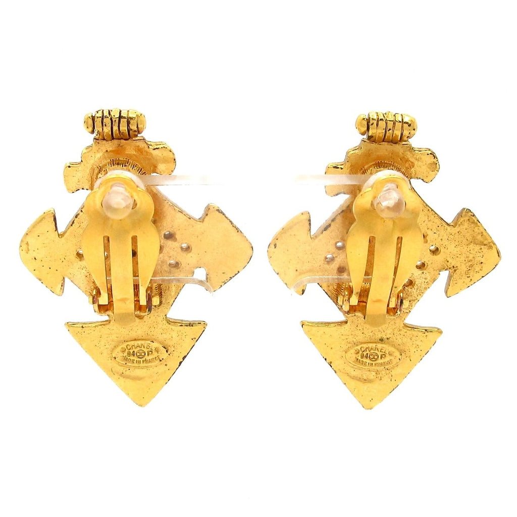 Chanel Earrings Gold Cross — view 3