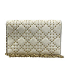 Dior Wallet White Chain Gold Studs Leather Shoulder