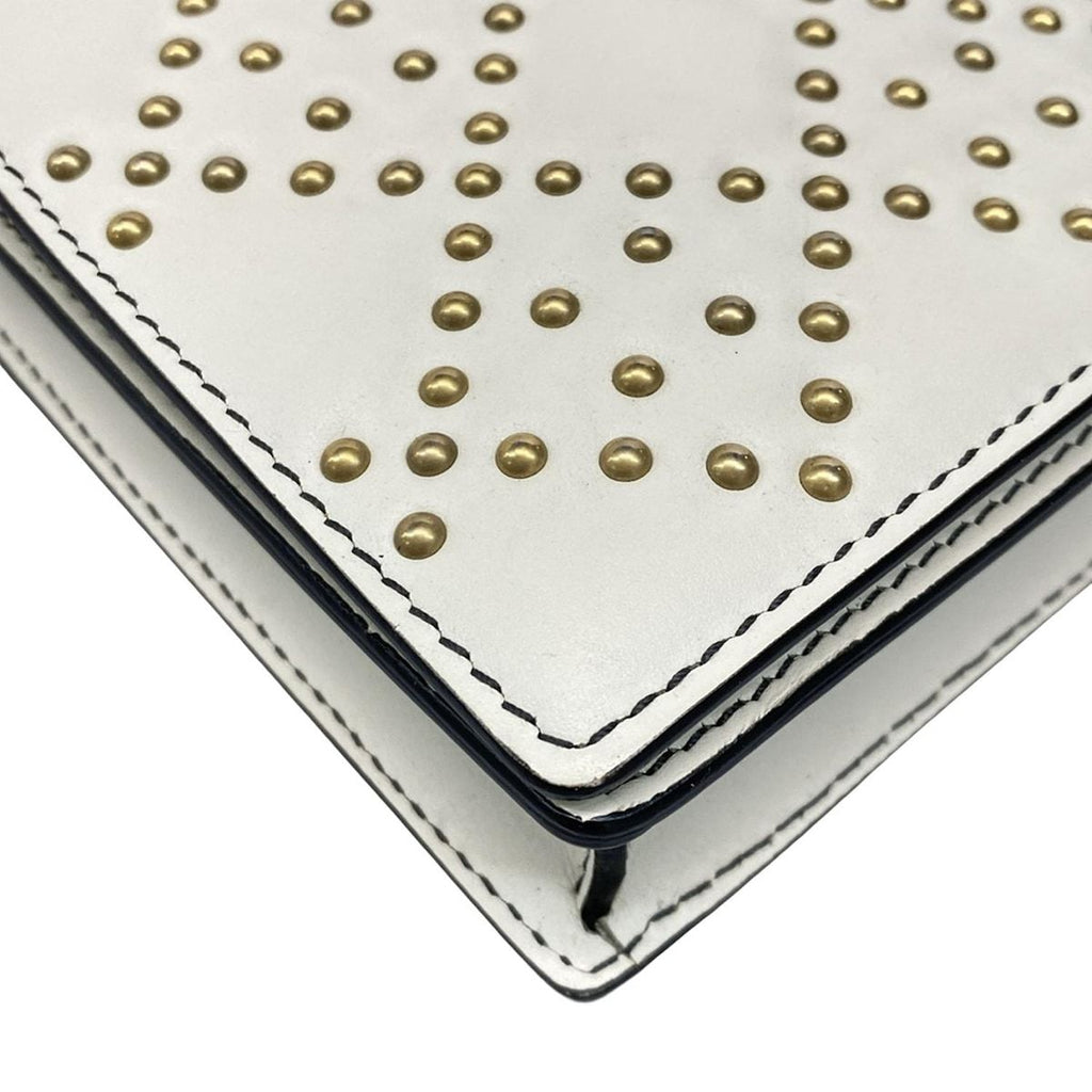 Dior Wallet White Chain Gold Studs Leather Shoulder — view 7