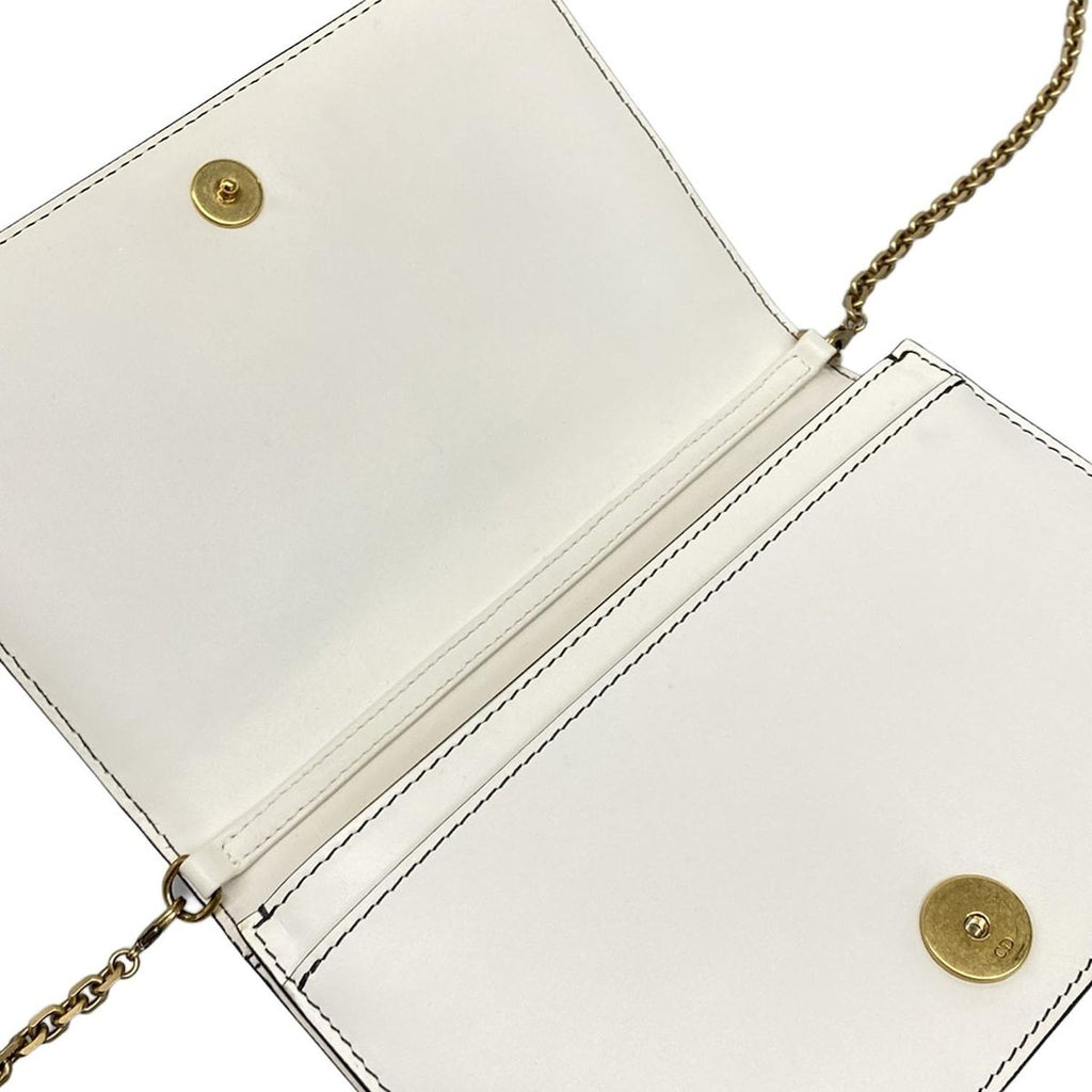 Dior Wallet White Chain Gold Studs Leather Shoulder — view 3