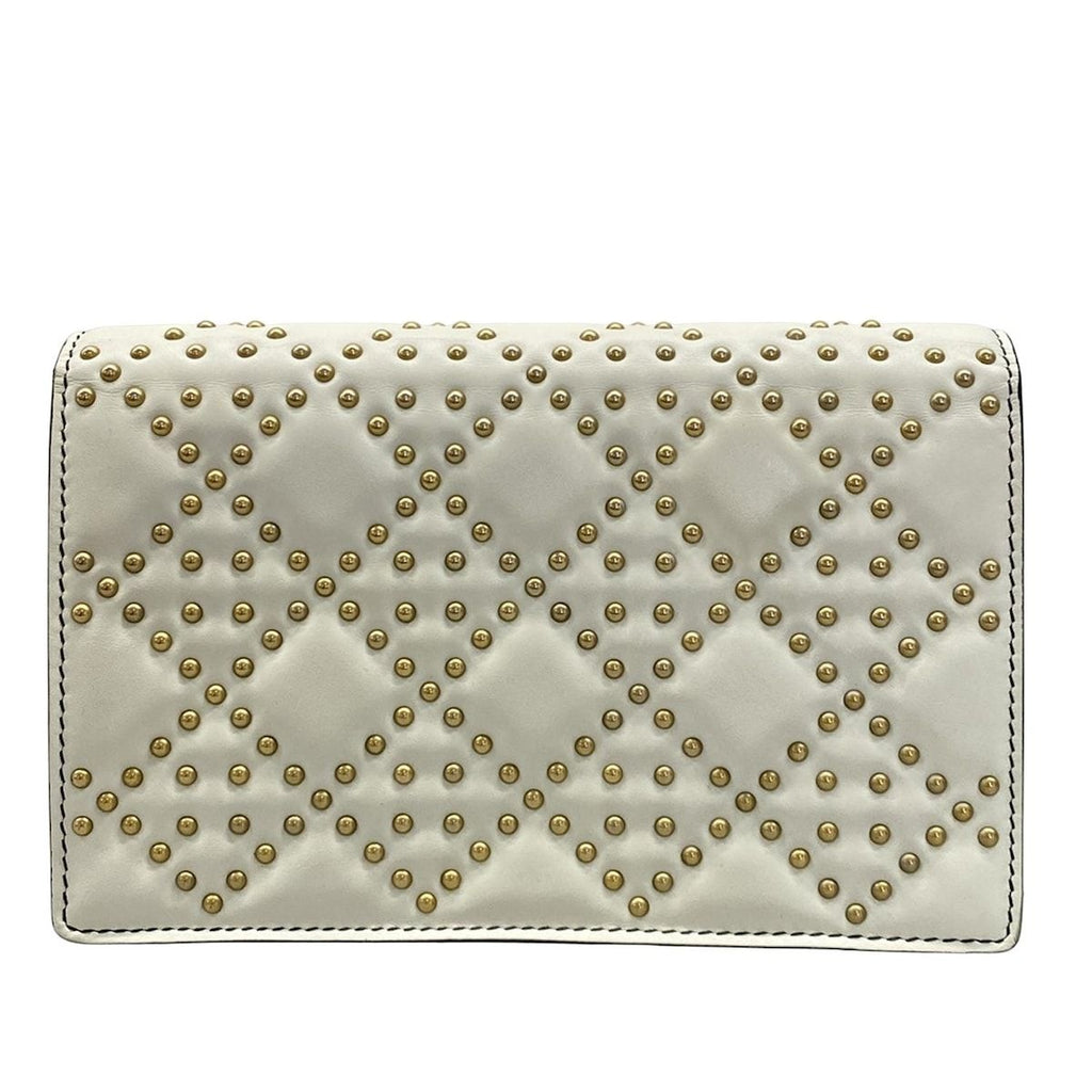 Dior Wallet White Chain Gold Studs Leather Shoulder — view 2