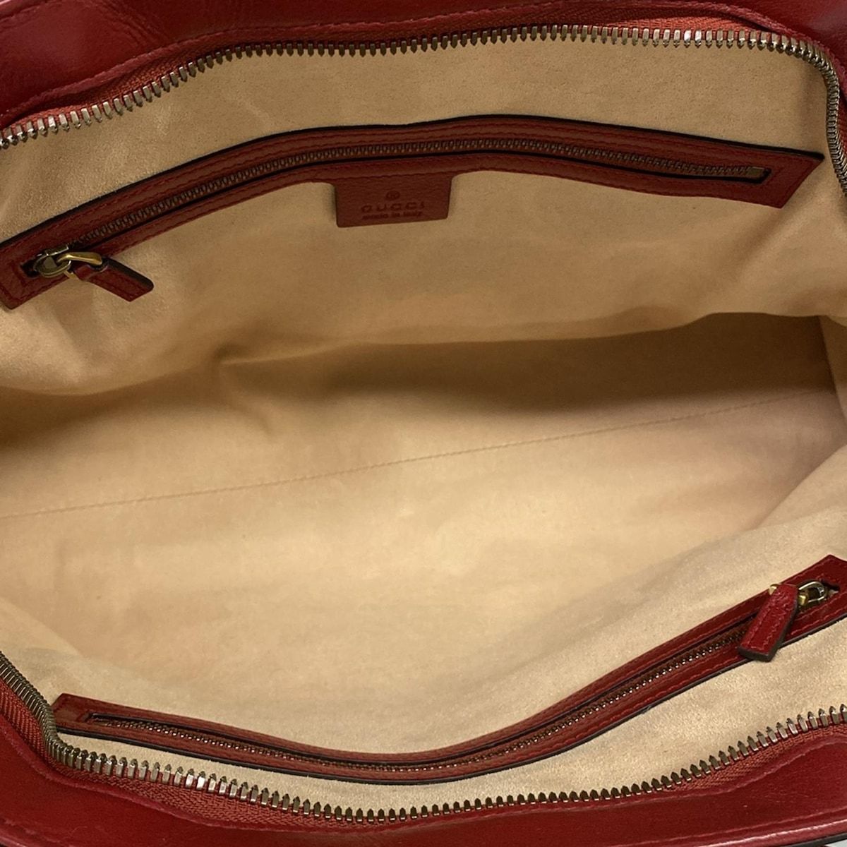 Gucci Handbag Top Handle Tote Red Cat Head Leather — view 7
