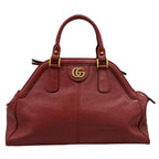 Gucci Handbag Top Handle Tote Red Cat Head Leather