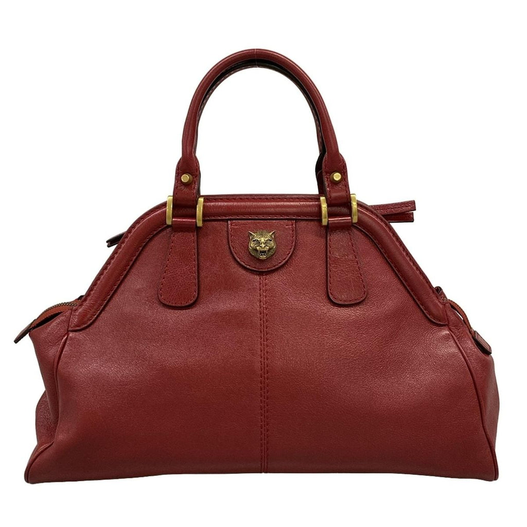 Gucci Handbag Top Handle Tote Red Cat Head Leather — view 3