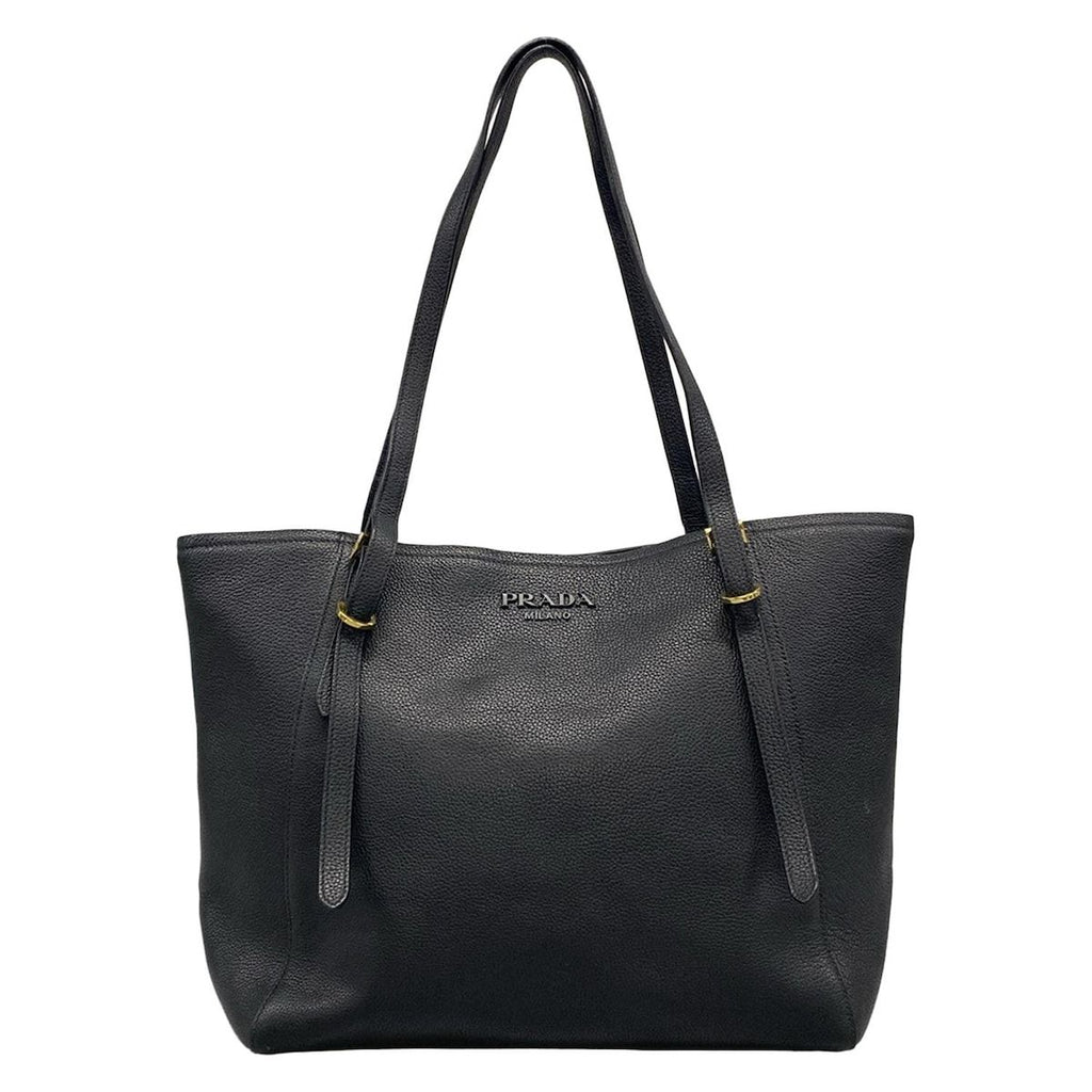 Prada Tote Black Logo Leather