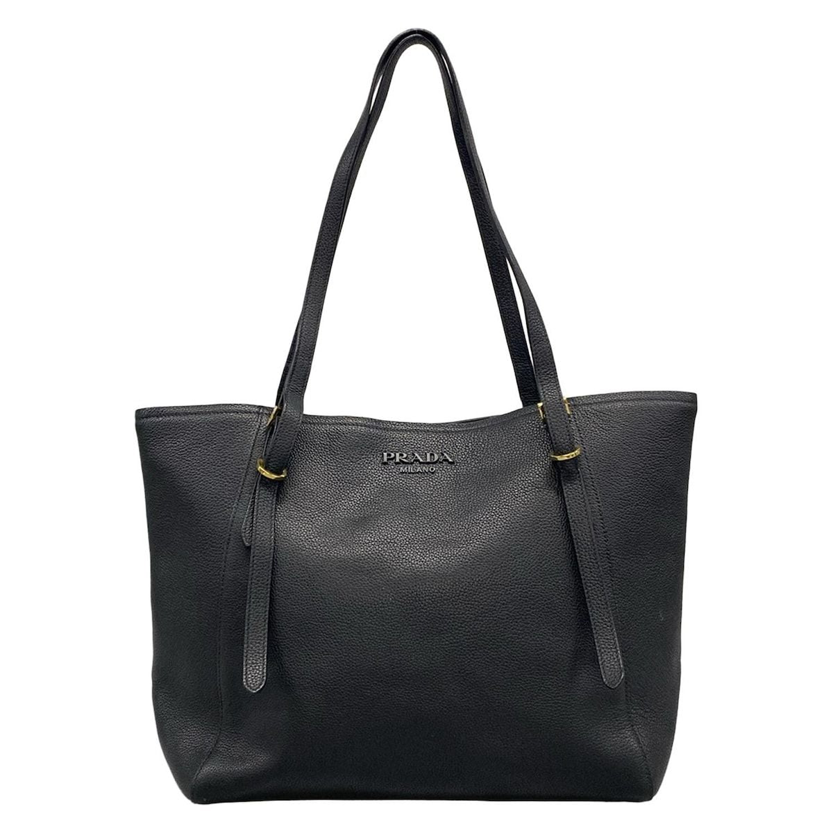 Prada Tote Black Logo Leather