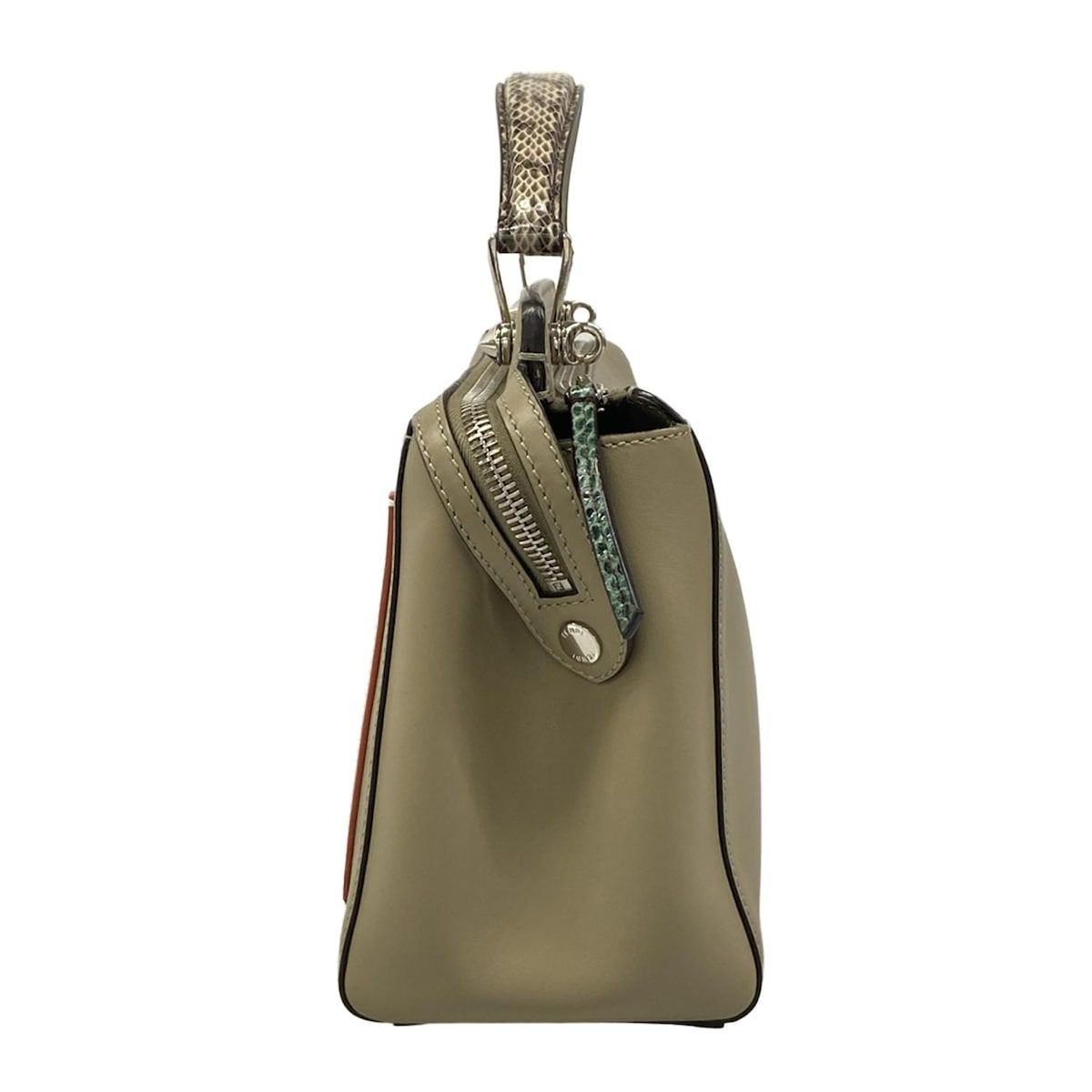 Fendi Handbagcom Gray Beige Leather Handbag — view 4