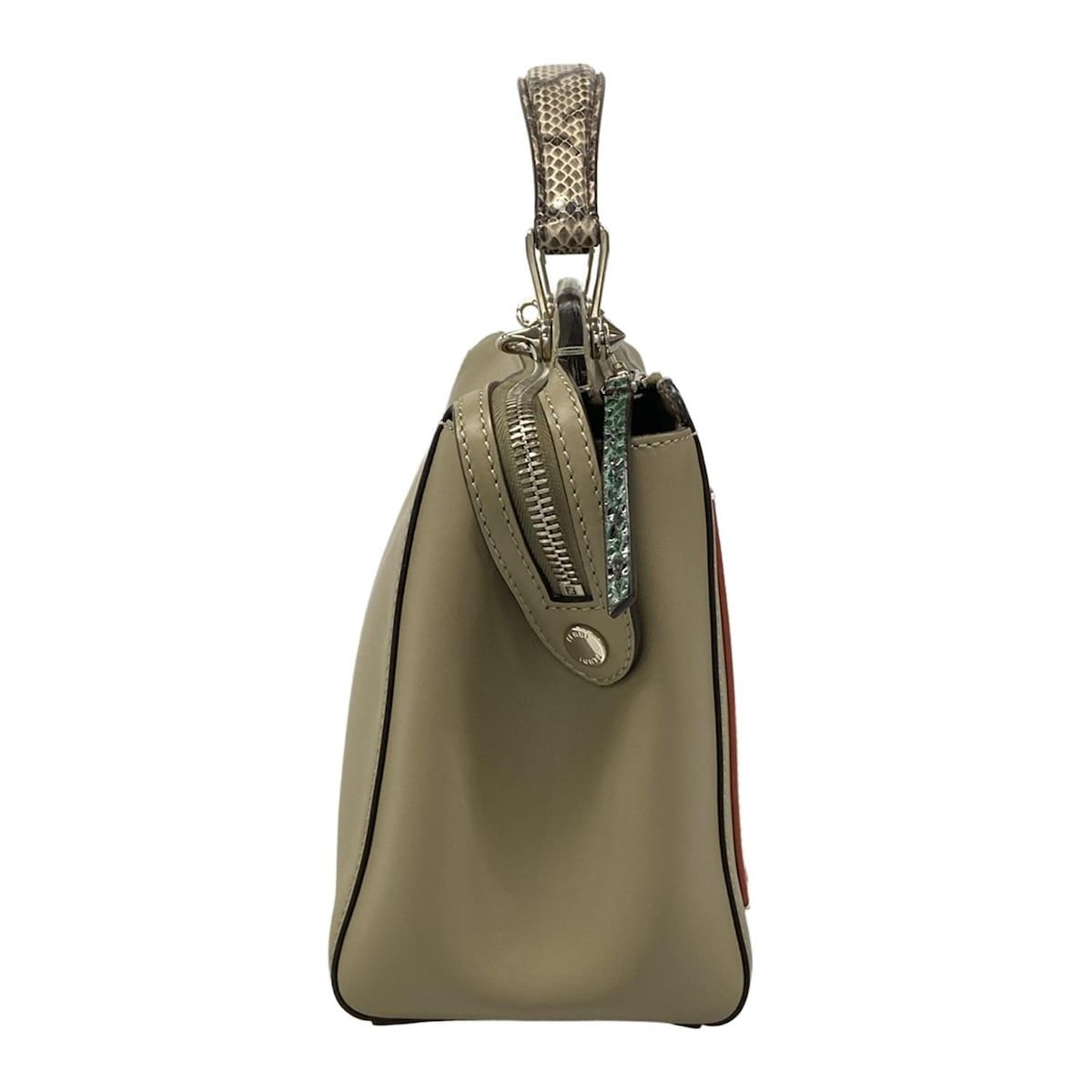 Fendi Handbagcom Gray Beige Leather Handbag — view 2