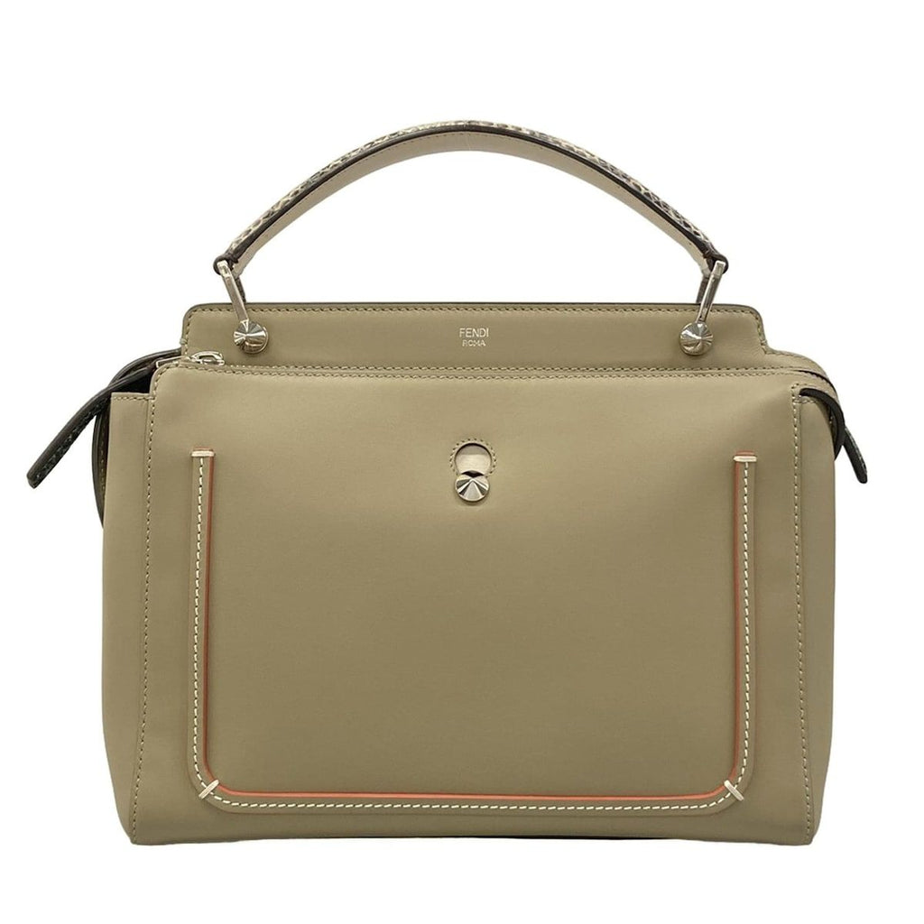 Fendi Handbagcom Gray Beige Leather Handbag