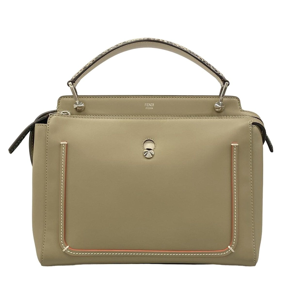 Fendi Handbagcom Gray Beige Leather Handbag