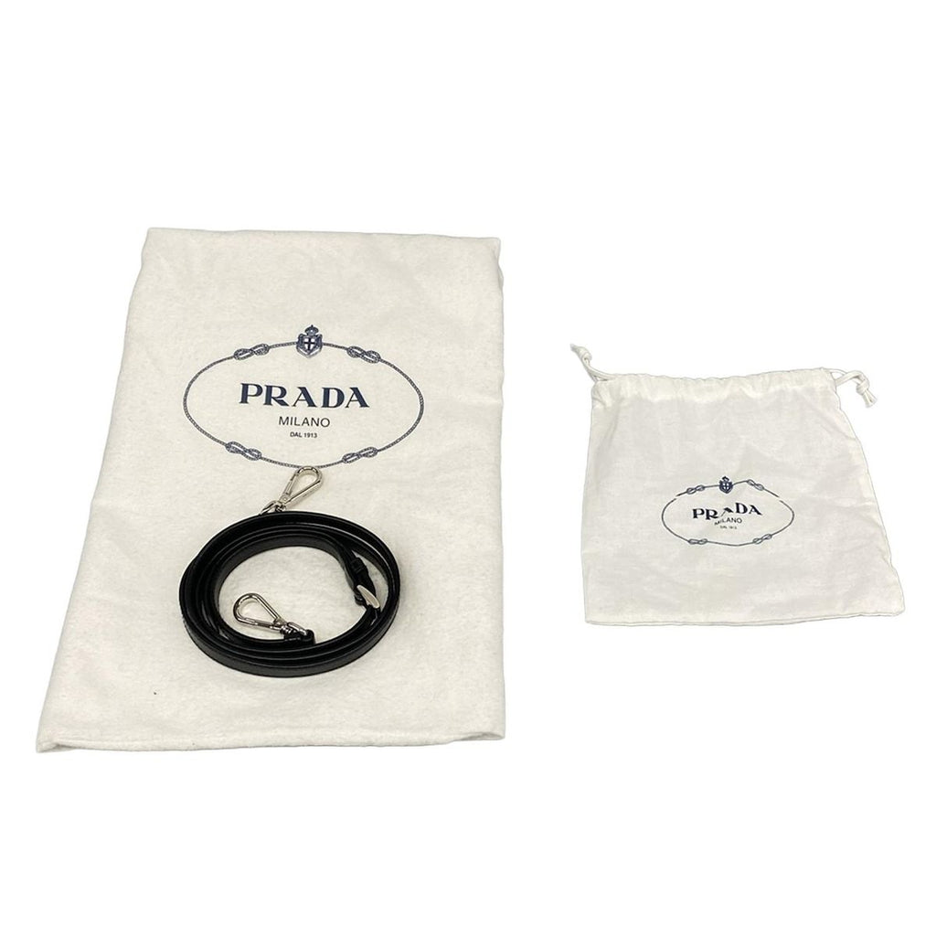 Prada Tote Ivory Black Leather Faux — view 8