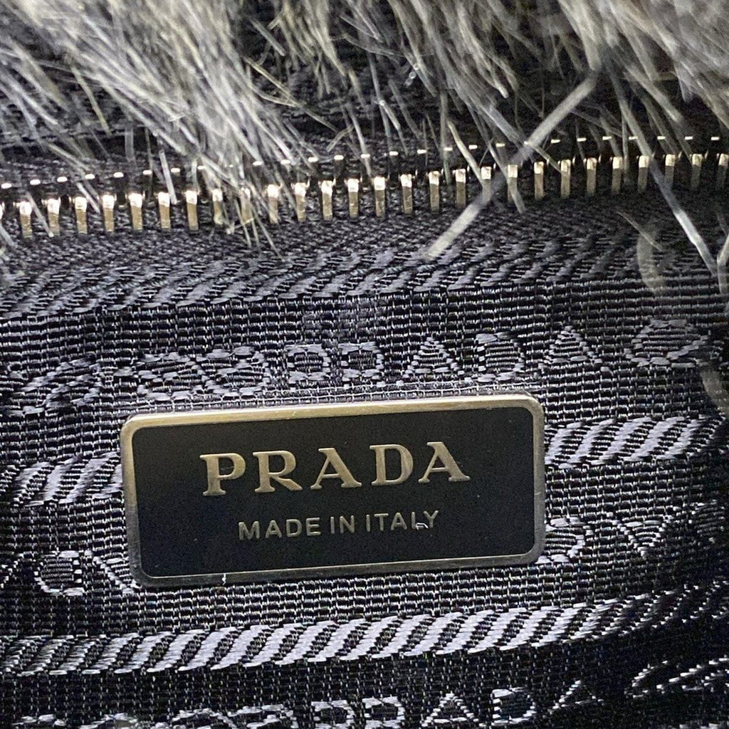Prada Tote Ivory Black Leather Faux — view 9