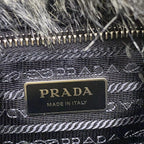 Prada Tote Ivory Black Leather Faux — view 9