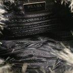 Prada Tote Ivory Black Leather Faux — view 7