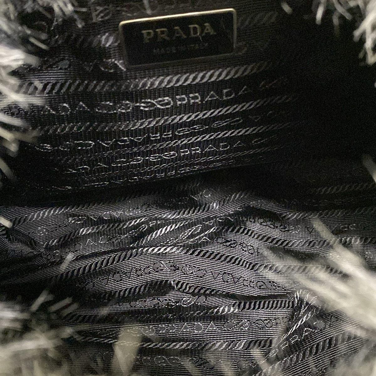 Prada Tote Ivory Black Leather Faux — view 7