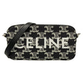 Celine Shoulder Bag Triomphe Canvas Black White Strap Detachable