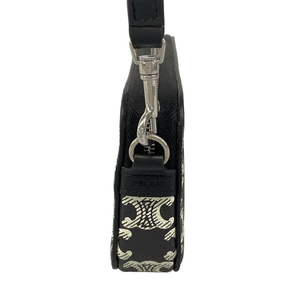Celine Shoulder Bag Triomphe Canvas Black White Strap Detachable — view 4