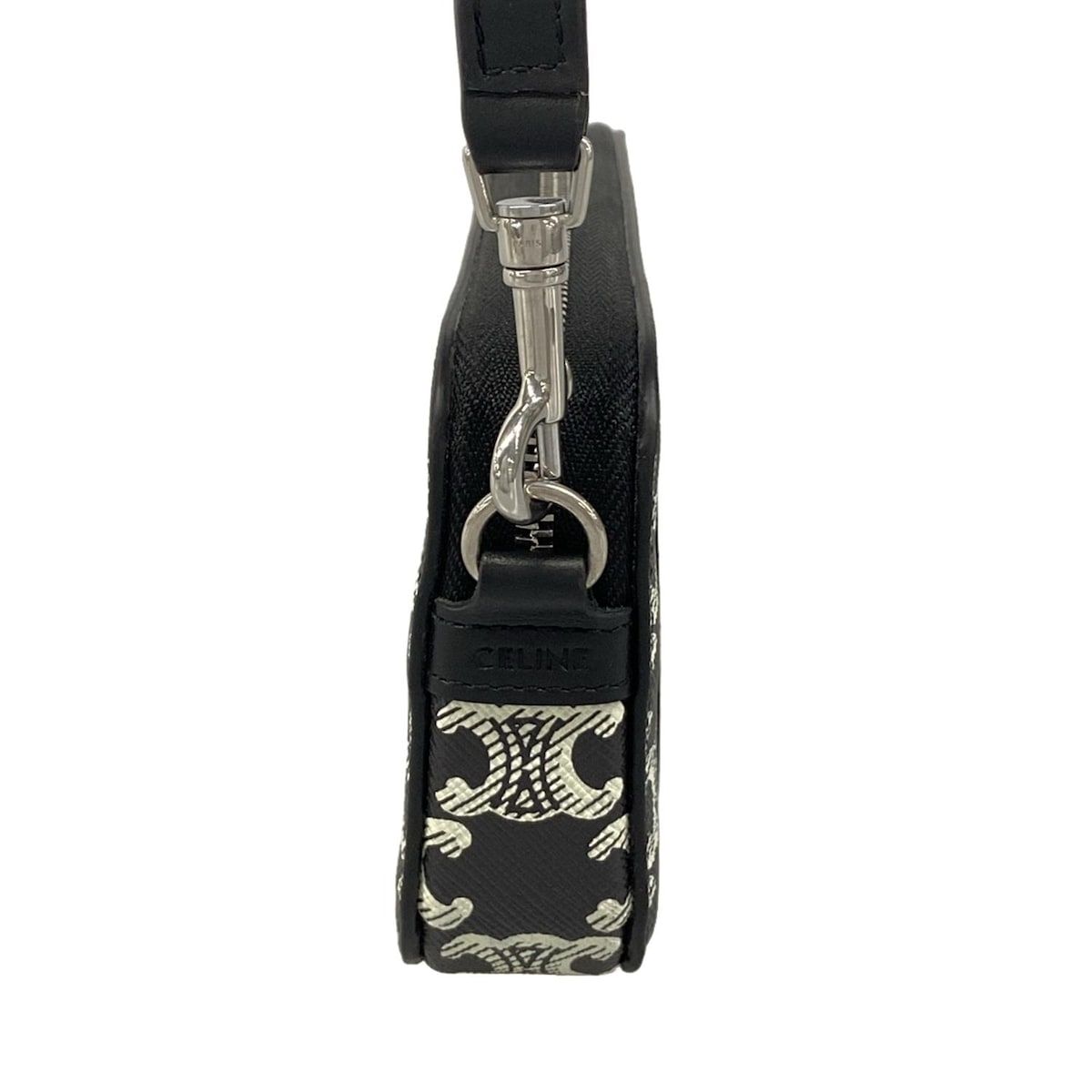 Celine Shoulder Bag Triomphe Canvas Black White Strap Detachable — view 4