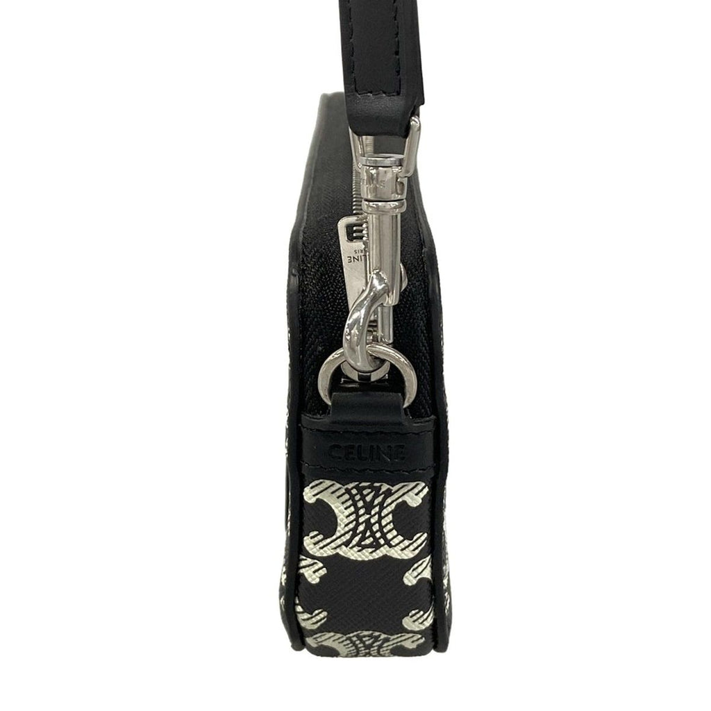 Celine Shoulder Bag Triomphe Canvas Black White Strap Detachable — view 2