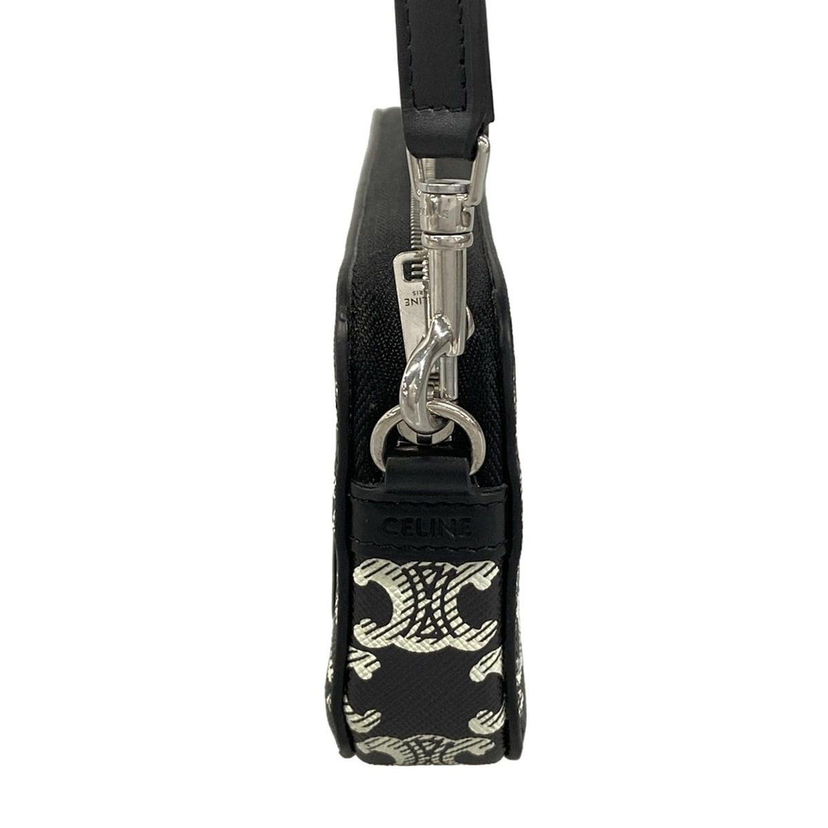 Celine Shoulder Bag Triomphe Canvas Black White Strap Detachable — view 2
