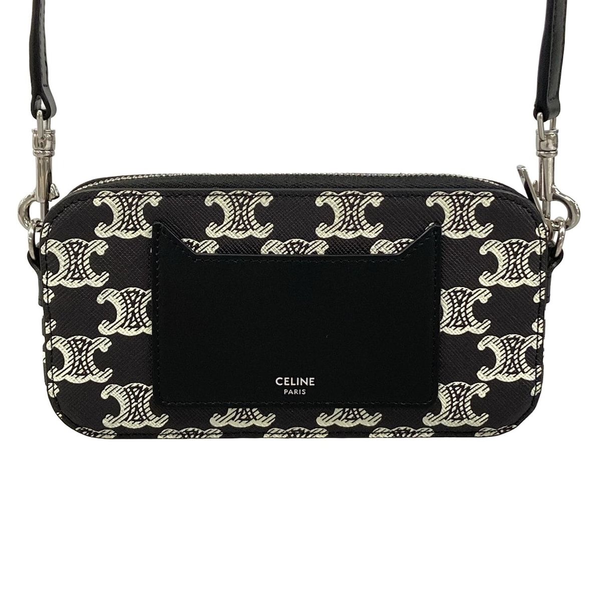 Celine Shoulder Bag Triomphe Canvas Black White Strap Detachable — view 3