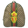 Gucci Backpack Children's GG Supreme Beige Green Multi Beetle Print