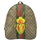 Gucci Backpack Children's GG Supreme Beige Green Multi Beetle Print
