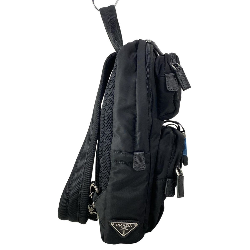 Prada Shoulder Bag Black Navy Multi My Character Initial Attached Leather — view 2