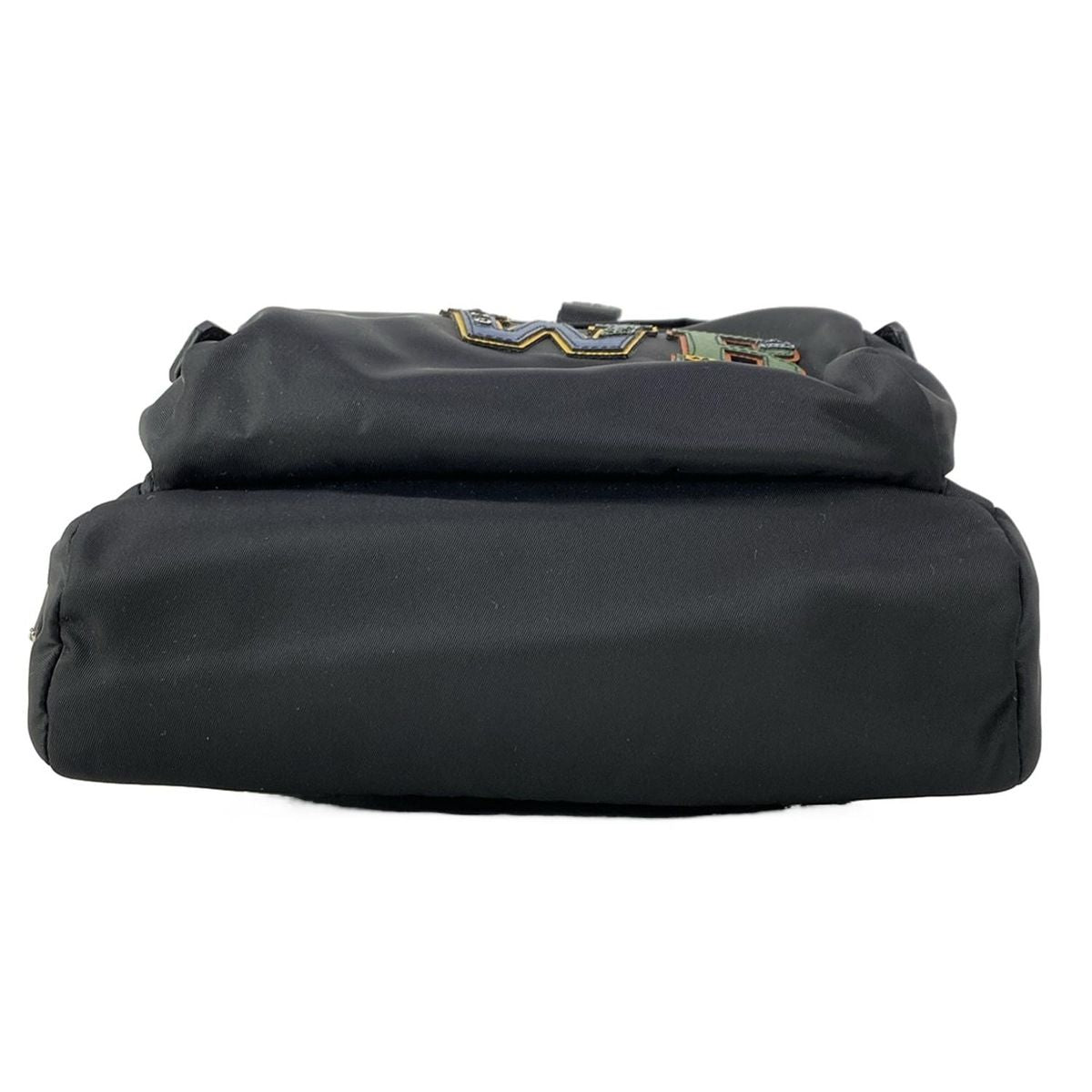 Prada Shoulder Bag Black Navy Multi My Character Initial Attached Leather — view 5