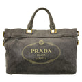 Prada Tote Canapa Gray Khaki Leather