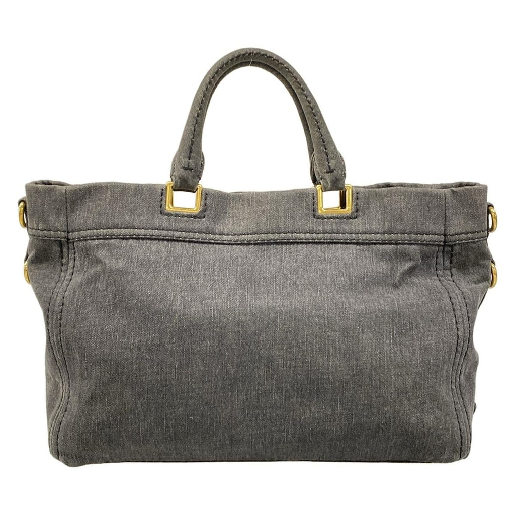 Prada Tote Canapa Gray Khaki Leather — view 3