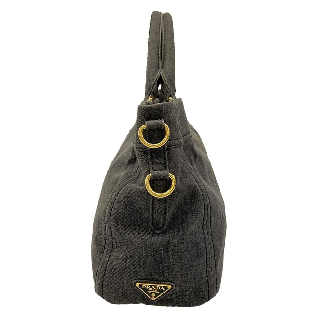 Prada Tote Canapa Gray Khaki Leather — view 2