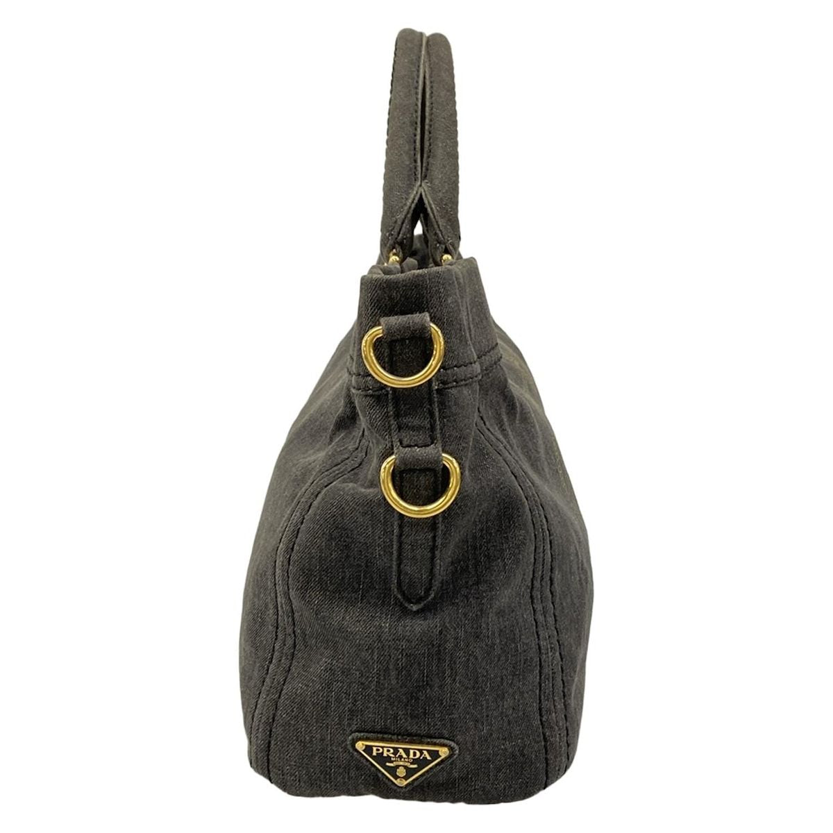 Prada Tote Canapa Gray Khaki Leather — view 2