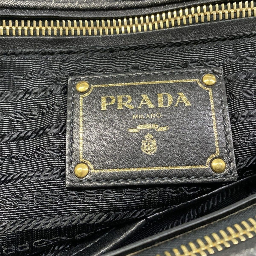 Prada Tote Canapa Gray Khaki Leather — view 9