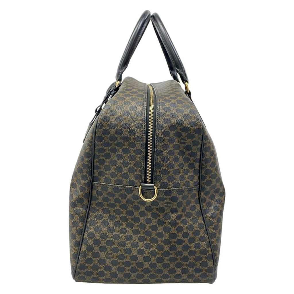 Celine Boston Bag Macadam Pattern Black Brown Leather — view 4