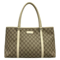 Gucci Tote GG Plus Supreme Gray Beige Ivory Leather