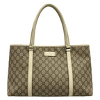 Gucci Tote GG Plus Supreme Gray Beige Ivory Leather