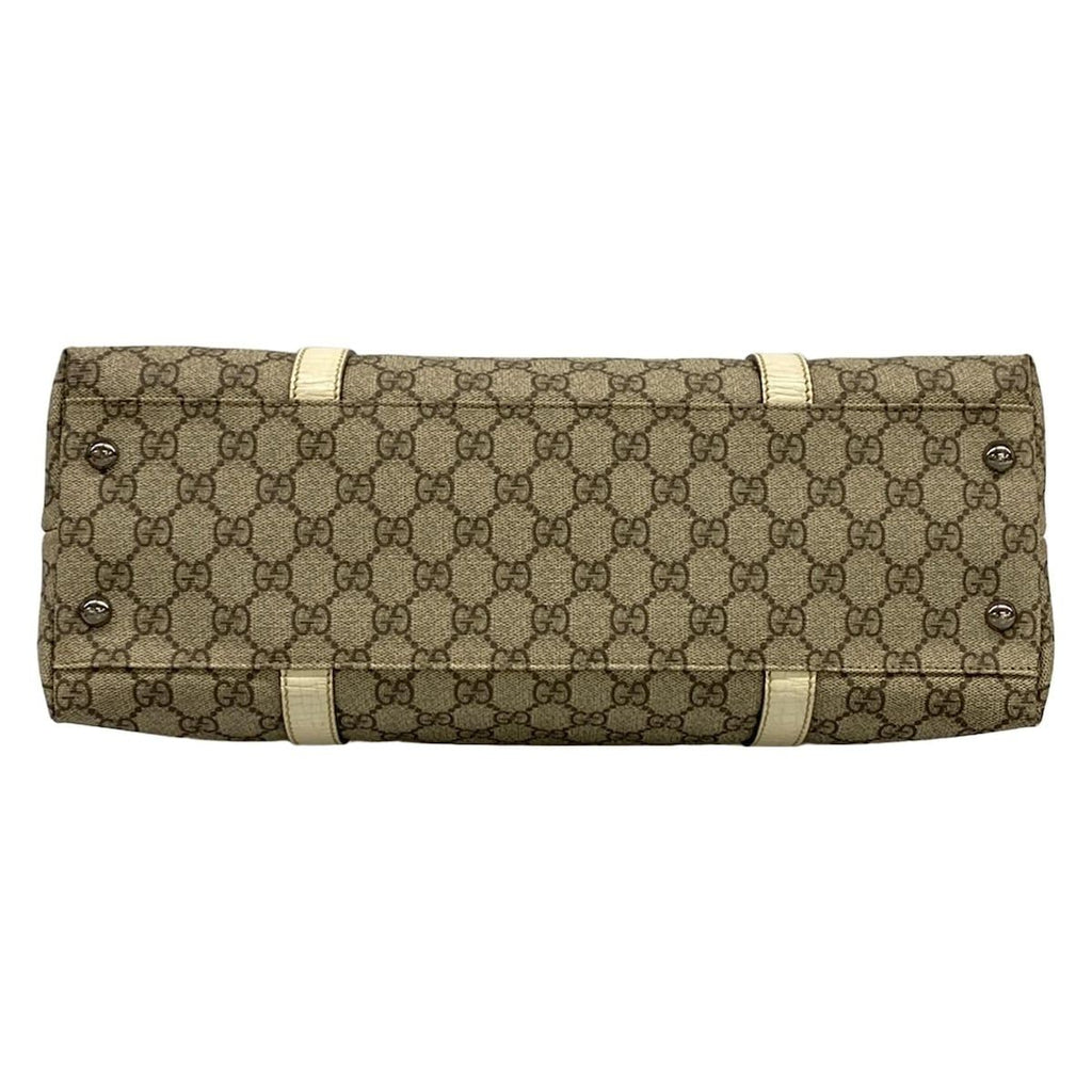 Gucci Tote GG Plus Supreme Gray Beige Ivory Leather — view 5