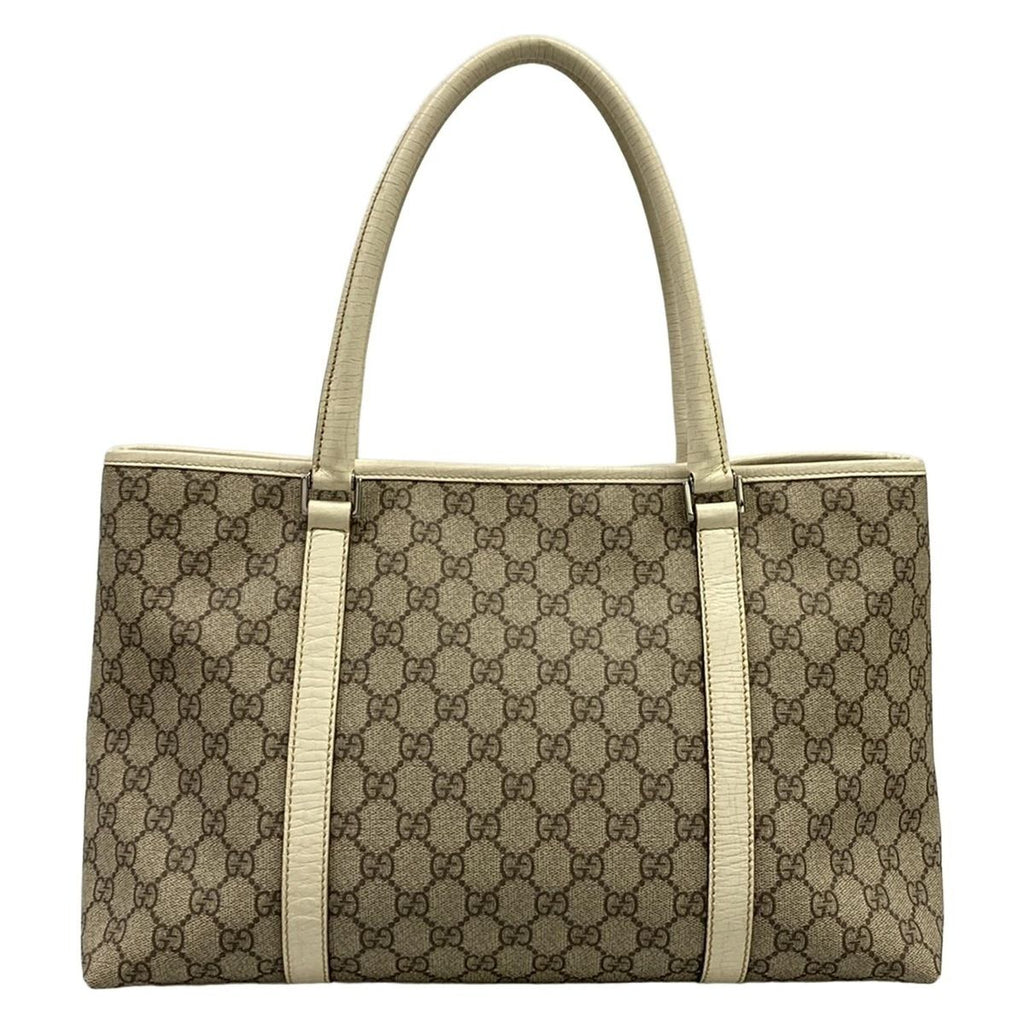 Gucci Tote GG Plus Supreme Gray Beige Ivory Leather — view 3