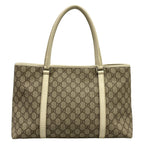 Gucci Tote GG Plus Supreme Gray Beige Ivory Leather — view 3