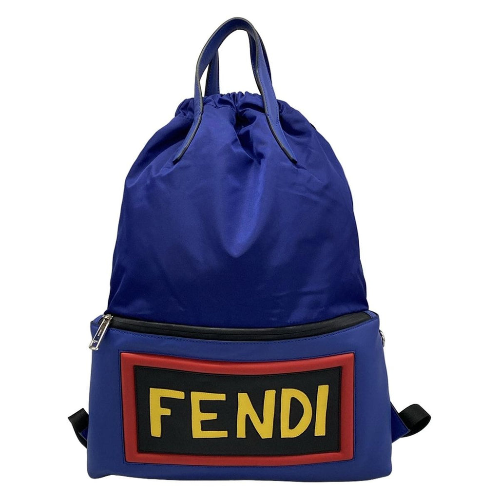 Fendi Backpack Vocabulary Rallye Blue Yellow Multi Leather