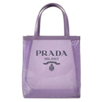 Prada Tote Small Sequin Mesh Purple Black Leather