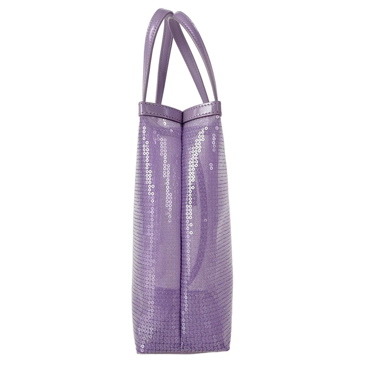 Prada Tote Small Sequin Mesh Purple Black Leather — view 4
