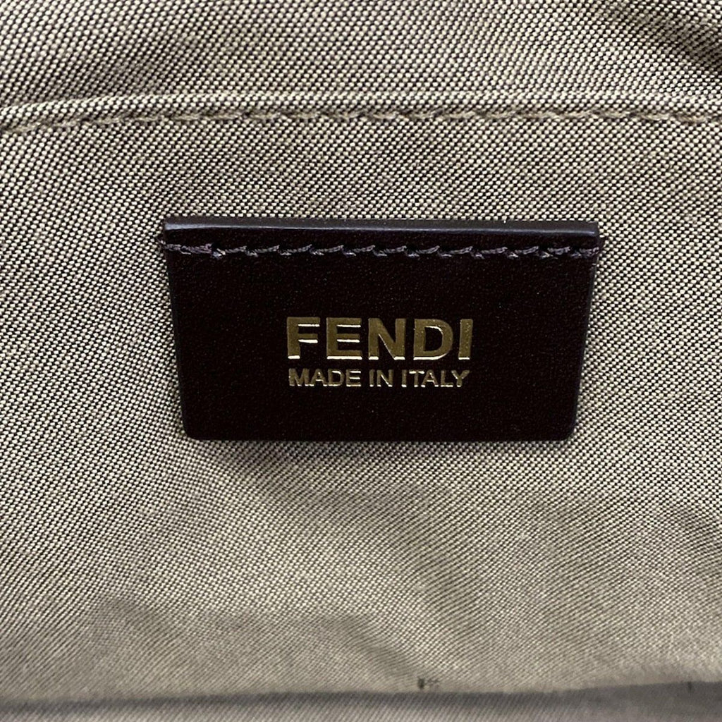 Fendi Tote Zucchino Pattern Green Dark Brown Beige Leather — view 8