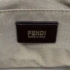 Fendi Tote Zucchino Pattern Green Dark Brown Beige Leather — view 8