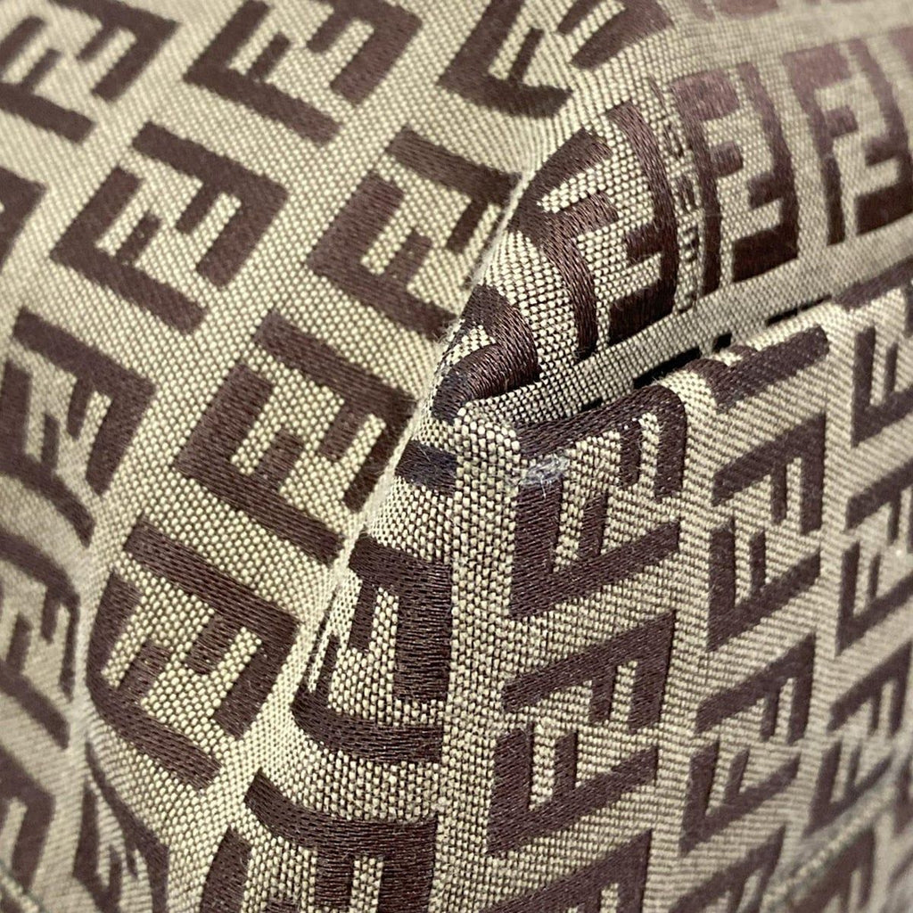 Fendi Tote Zucchino Pattern Green Dark Brown Beige Leather — view 6