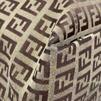Fendi Tote Zucchino Pattern Green Dark Brown Beige Leather — view 6