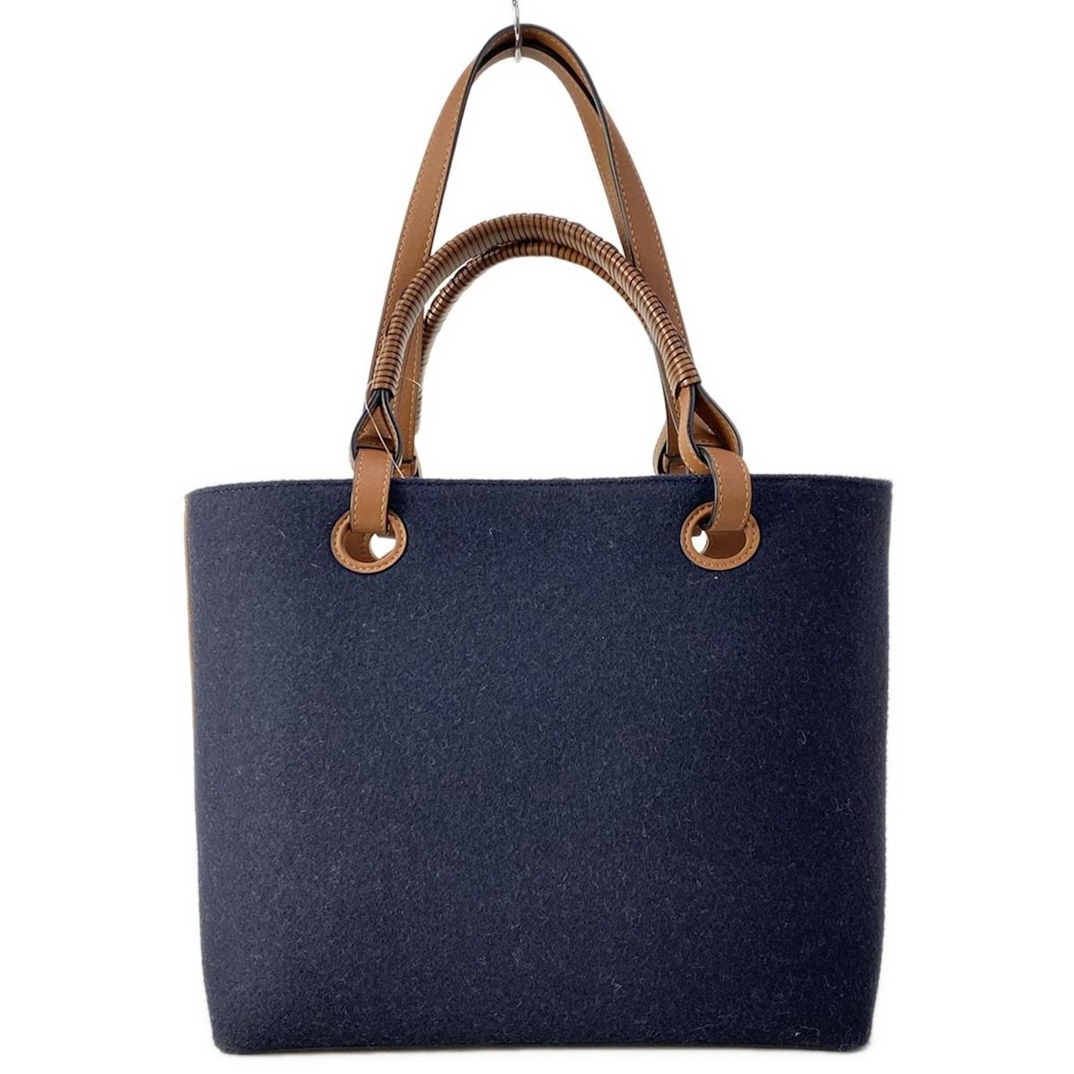Loewe Tote Love Anagram Small Navy Brown White 2-Way Wool — view 3
